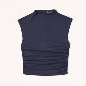 Abercrombie Mock neck Paloma Top in Navy XS NWT